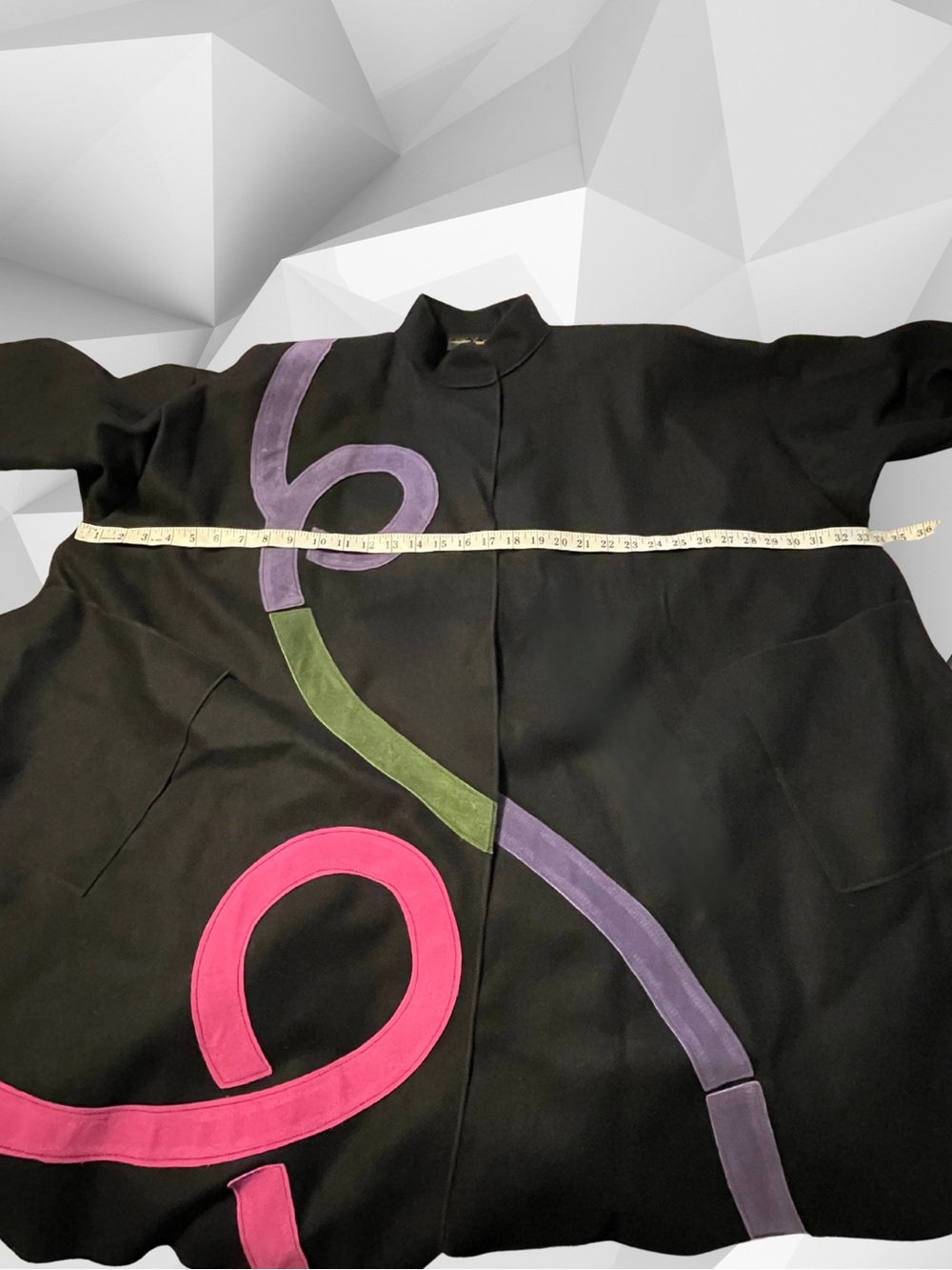 Vintage OSGOOD SMÜK Women’s Wool Swing Coat 80s Wearable Art Suede Jacket OSFM - Picture 11 of 16